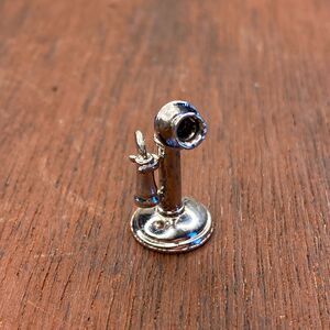 Vintage Wells 925 Sterling Retro Candlestick Phone Telephone Pendant Charm